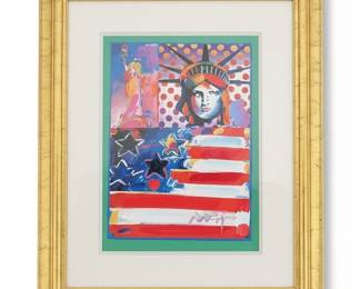 Peter Max "God Bless America II" Mixed Media with COA