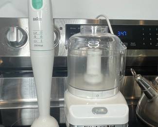Braun Multiquick 200 Watt Immersion Blender and KitchenAid Mini Food Processor
