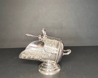 Silver-Plated Coal Scuttle Sugar Bowl with Scoop