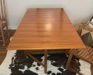 Vintage Gateleg Drop Leaf Dining Table with Folding Chairs
