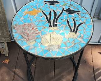 Nautical Mosaic Top Accent Table