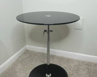 Adjustable Height Round Glass Top Accent Table