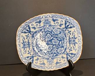 Arita Ware Blue and White Floral Scalloped Serving Platter