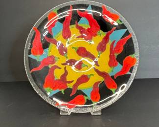 Fused Glass Chili Pepper Plate