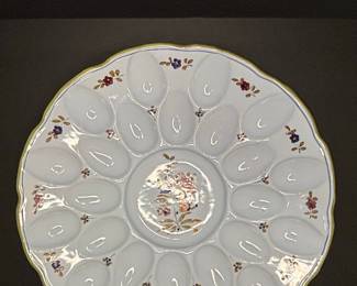 Vintage Hand-Painted Faience Egg Serving Plate