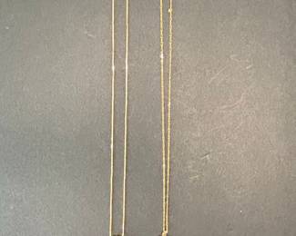 14k Gold Pearl Horseshoe Pendant Necklace and 14k Gold Religious Medallion Figaro Chain Necklace