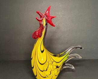 Murano Style Glass Rooster Figurine