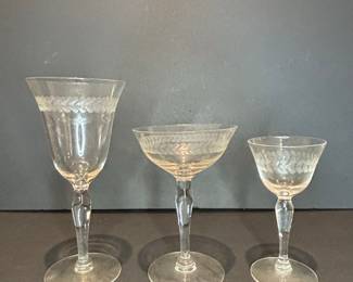 Fostoria "Laurel" Etched Crystal Stemware