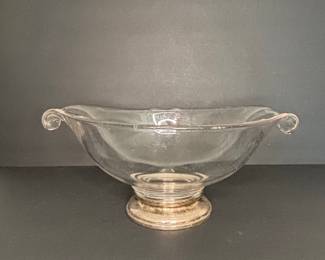 Silverplate Footed Glass Bowl