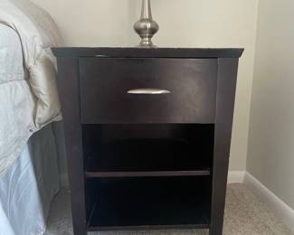 Contemporary Espresso Nightstand with Drawer and Open Shelf
