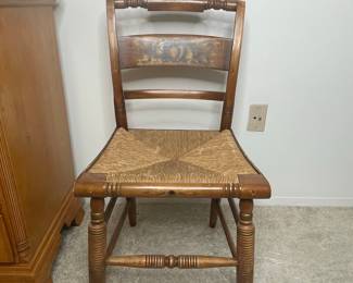 Vintage Hitchcock Style Stenciled Rush Seat Side Chair