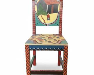 Manuel Toaquiza Hand-Painted Tigua Chair
