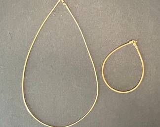 14k Gold Wheat Chain Necklace and Bracelet