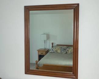 Traditional Cherry Wood Frame Beveled Mirror