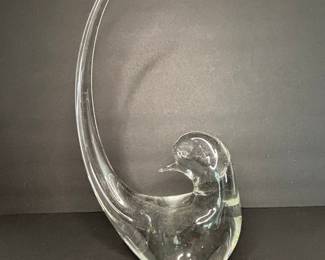 Vintage Clear Glass Bird Sculpture