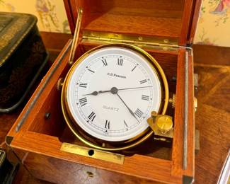Gilded brass tilting marine clock!