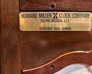 Image of registered serial number of Howard Miller Grand Father Clock