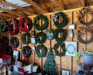Tons of wreaths and wall decor