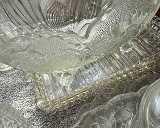 Assorted Vintage Pressed Glass Servingware