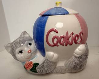Cat with Beach Ball Cookie Jar