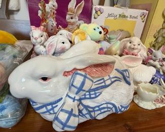 Easter Bunny Cookie Jar & Figurines Collection