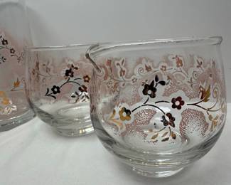 Libbey Duchess Pink Floral Glassware Set Style