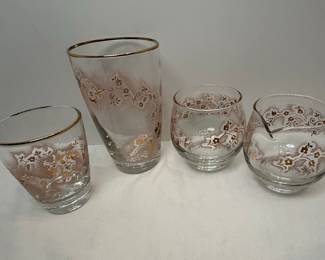 Libbey Duchess Pink Floral Glassware Set Style