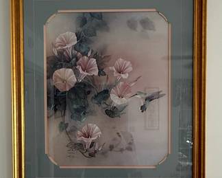 Lena Liu Hummingbird and Flowers Print