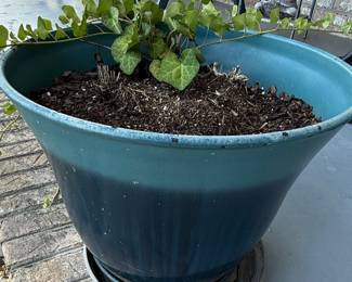 Glazed Ceramic Tapered Garden Planter with Saucer