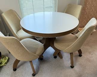 Mid-Century Modern Pedestal Dining Set with Swivel Chairs