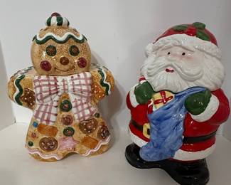 Jay Import Co. Gingerbread Man & Santa Cookie Jar Set