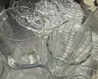 Assorted Vintage Pressed Glass Servingware