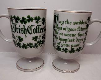 Irish Coffee Pedestal Mugs, Set of 2, Made in Japan