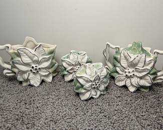 Poinsettia Creamer and Sugar Set with Salt and Pepper Shakers