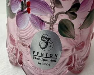 Fenton Hand Painted Pink Floral Glass Bell