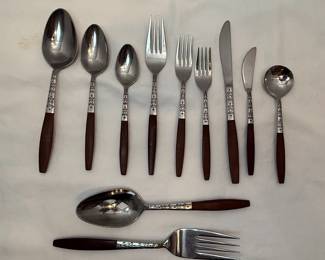 Interpur INR2 Stainless Flatware with Faux Wood Handles