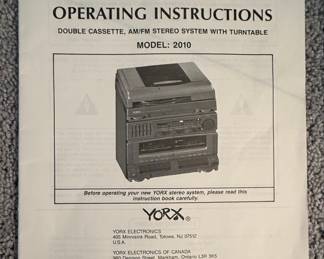 Yorx Model 2010 Stereo System