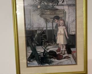 Jan Verhas The Broken Flower Pot Print in Gold Tone Frame