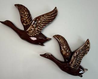 Mid-Century Ceramic Flying Duck Wall Art Set of 2 Japan
