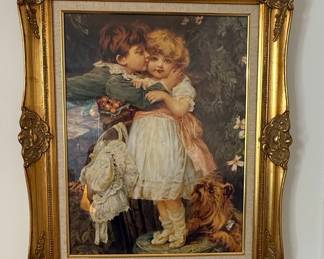 Frederick Morgan "Over the Garden Wall" Print in Ornate Gilt Frame