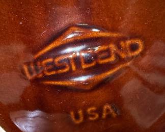 West Bend Brown Glazed Bean Pot with Lid