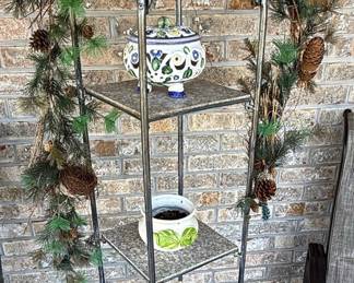 Wrought Iron 4-Tier Corner Plant Stand Style