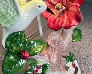 Hummingbird and Hibiscus Ceramic Table Lamp