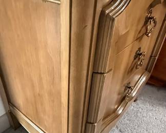 French Provincial Style Three-Drawer Nightstand