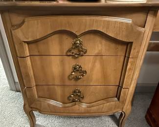 French Provincial Style Three-Drawer Nightstand
