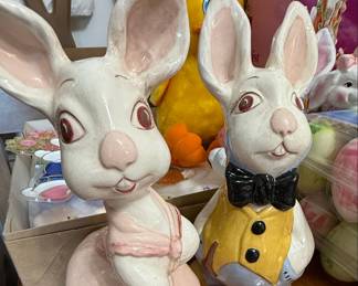 Easter Bunny Cookie Jar & Figurines Collection