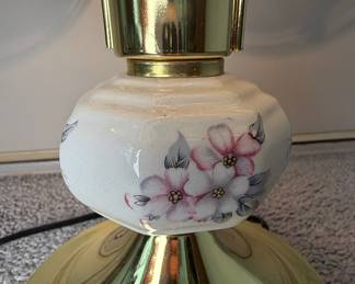 OK Lighting Floral Glass Panel Touch Lamp