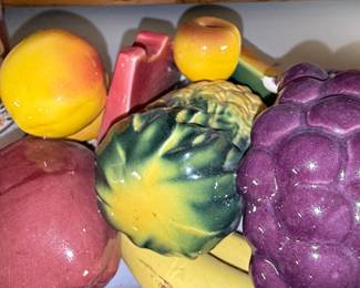 Ceramic Fruit Centerpiece with Blue Scroll Bowl