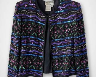 Papell Boutique Evening Silk Beaded Jacket
