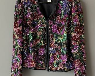 Laurence Kazar New York Sequin Silk Jacket